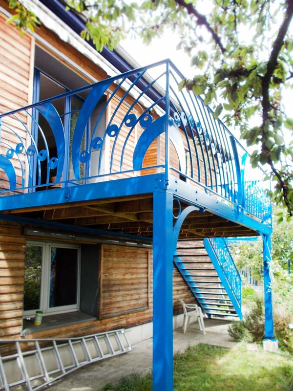 terrasse et garde corps fer et bois sur mesure