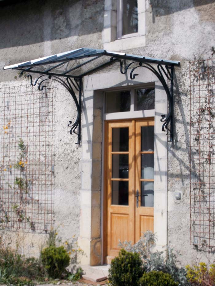 marquise fer forgé et verre transparent